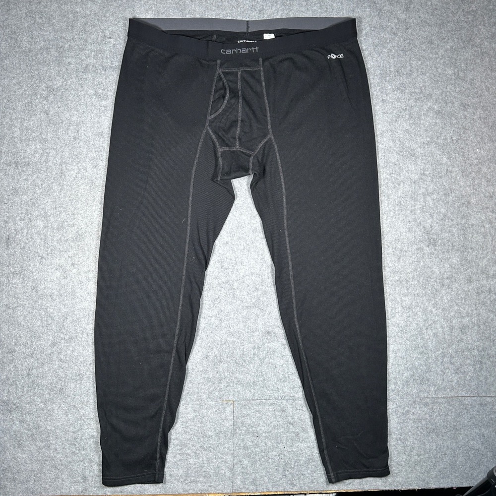 Carhartt Thermal Leggings Mens 4XL Black Force Base Layer Waffle Knit‎ Workwear